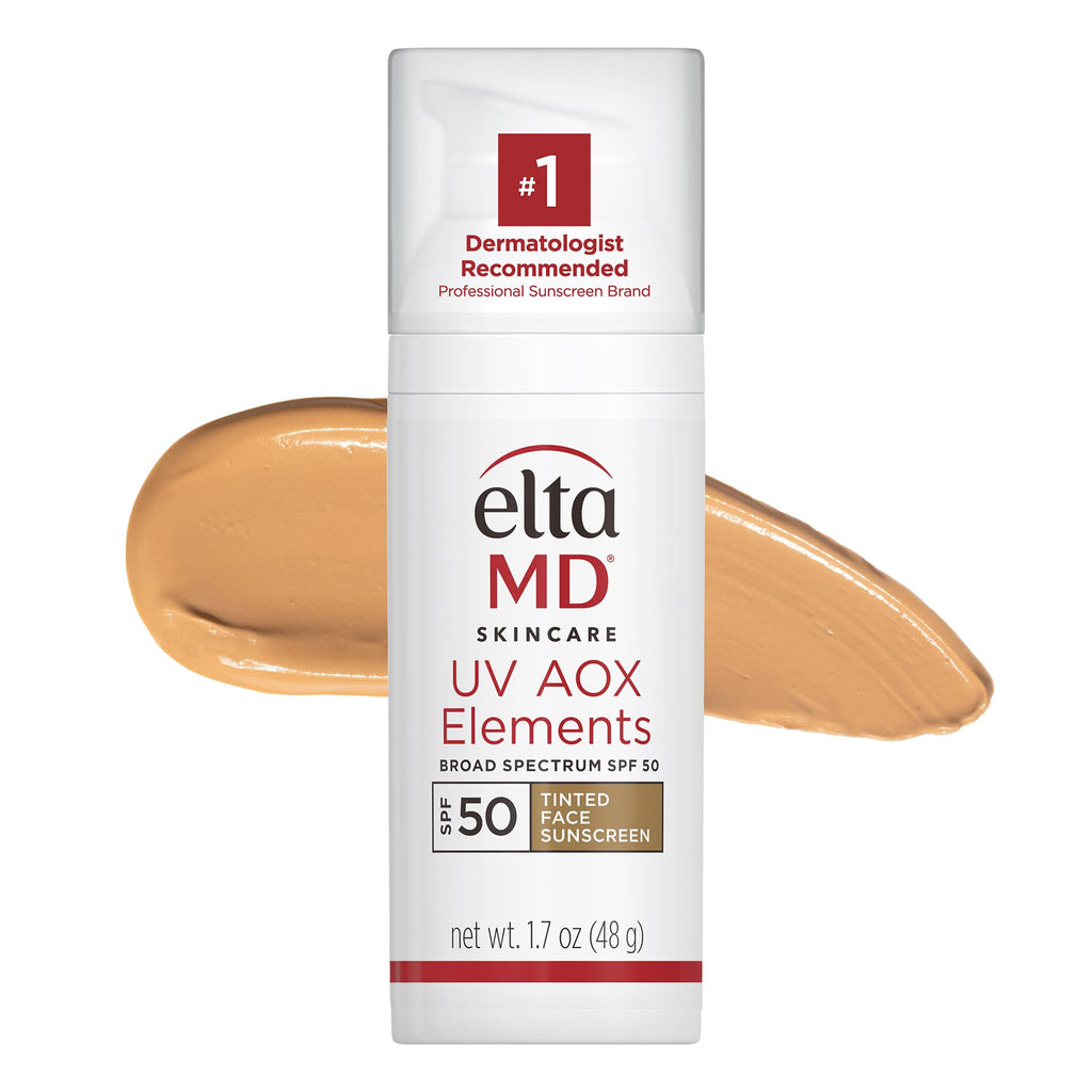 UV AOX Elements Tinted Mineral Face Sunscreen Lotion, Tinted Moisturizer for Face SPF 50 with Antioxidants