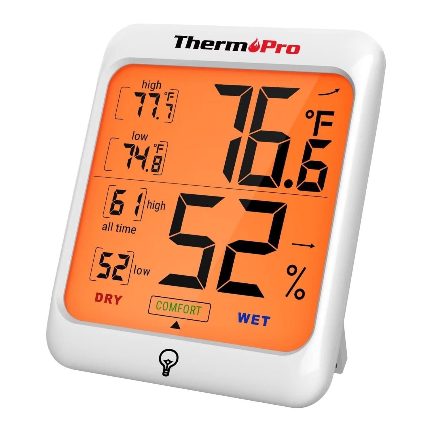 Buy now ThermoPro TP53 Digital Hygrometer Indoor Thermometer for Home, Temperature Humidity Sensor with Comfort Indicator & Max Min Records, Backlight Display Room Thermometer Humidity Meter, LCD 1 at indiglob india