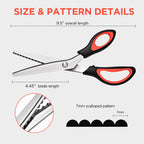 Scalloped Pinking Shears for Fabric, 7mm Decorative Edge Craft Scissors