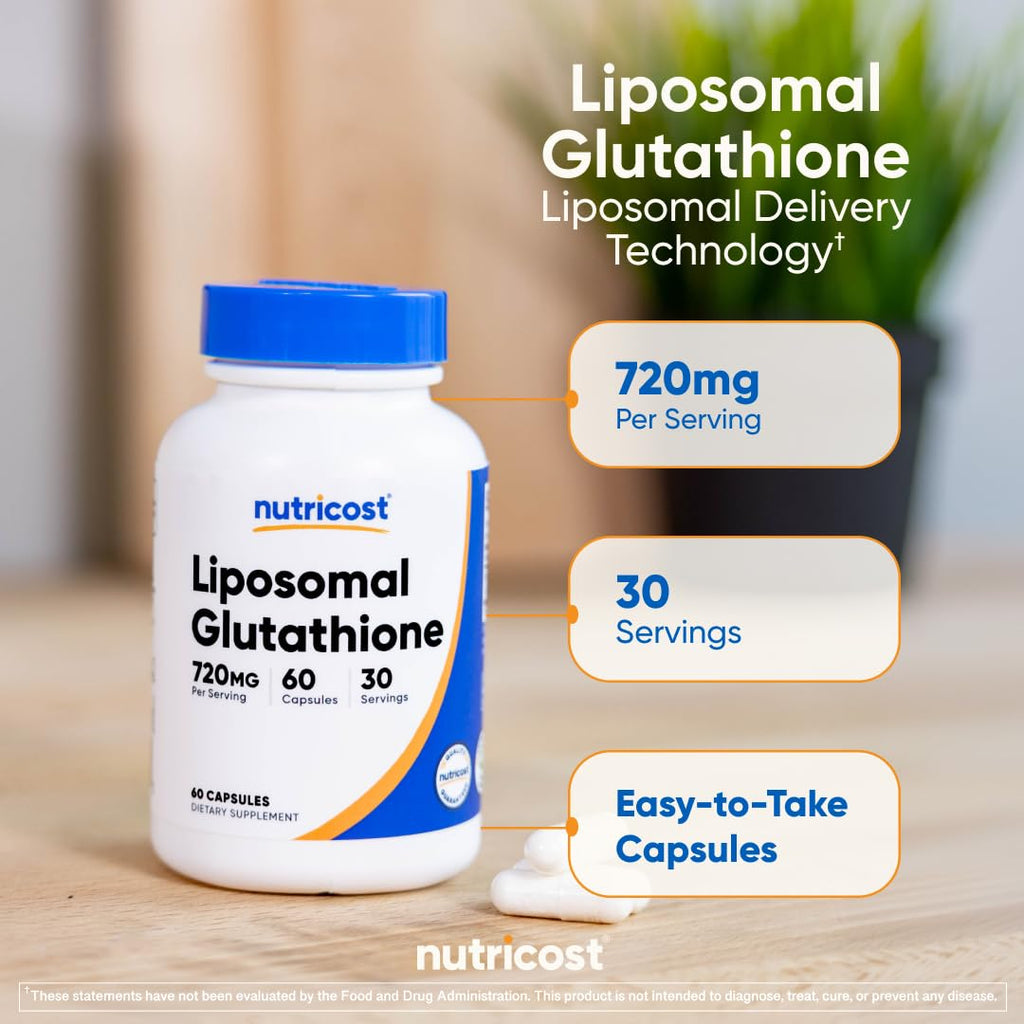 Nutricost Liposomal Glutathione Supplement 60 Capsules, 720mg Per Serving | Vegan, GMO-Free, 30 Servings