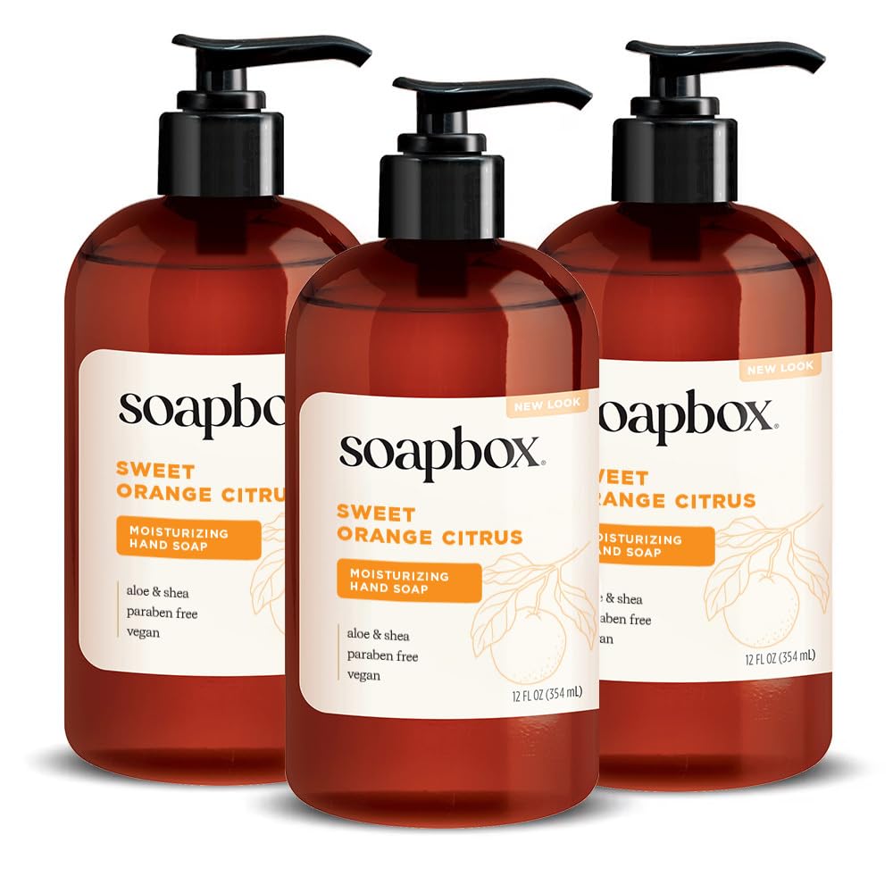 Buy now Soapbox Liquid Hand Soap, Coconut Milk & Sandalwood, Gentle & Moisturizing Hand Wash for Kitchen and Bathroom, Vegan & Cruelty Free Scented Hand Soap 12 Ounce Pump Bottles (Pack of 3) at indiglob india
