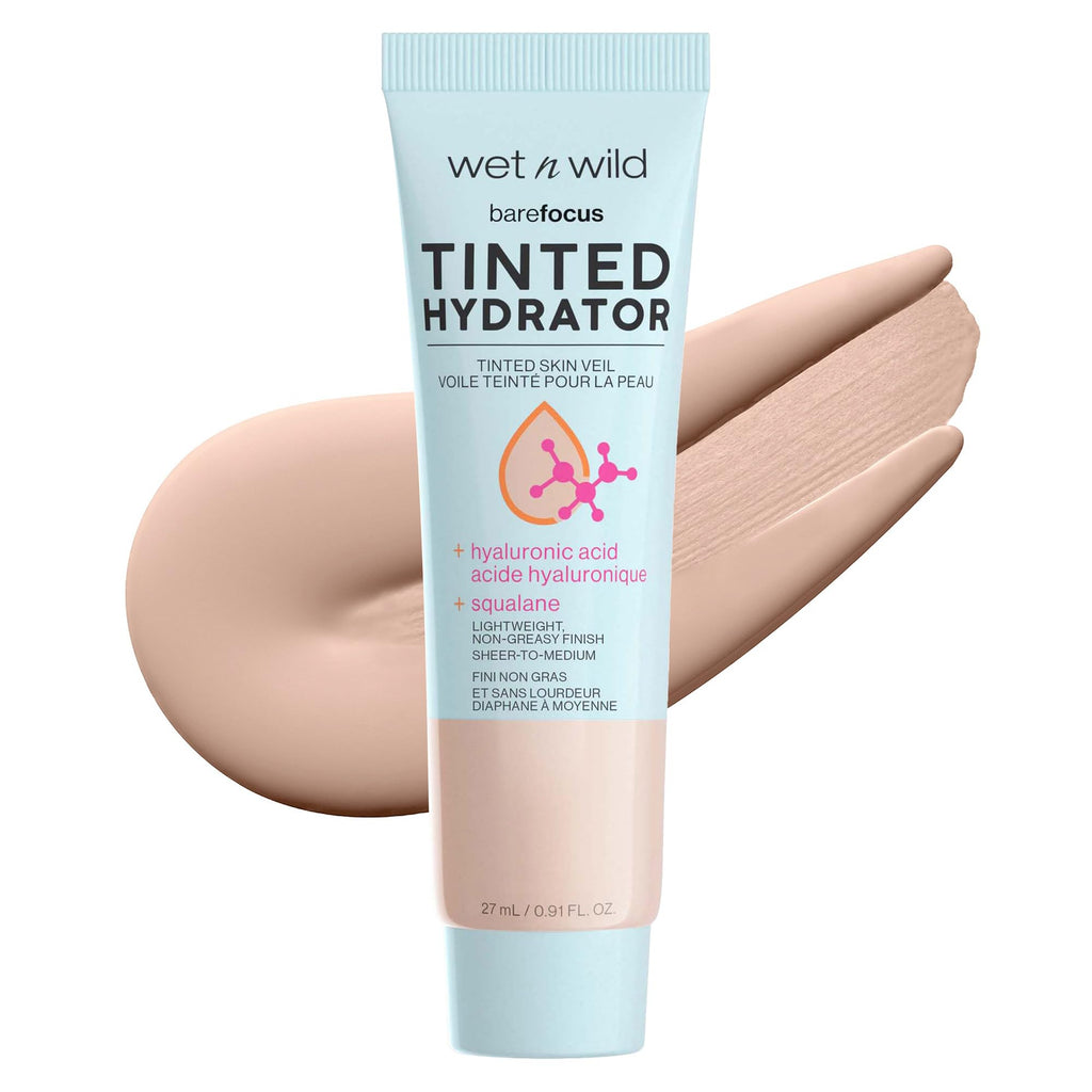 Buy now wet n wild Bare Focus Tinted Hydrator Tinted Skin Veil, Lightweight Buildable Coverage with Hyaluronic Acid & Vegan Squalane, Semi-Matte Finish, Cruelty-Free - Light at indiglob india