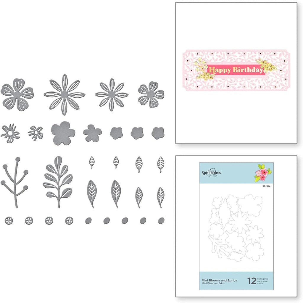 Buy now Spellbinders Etched Dies - Mini Blooms and Sprigs Default at indiglob india