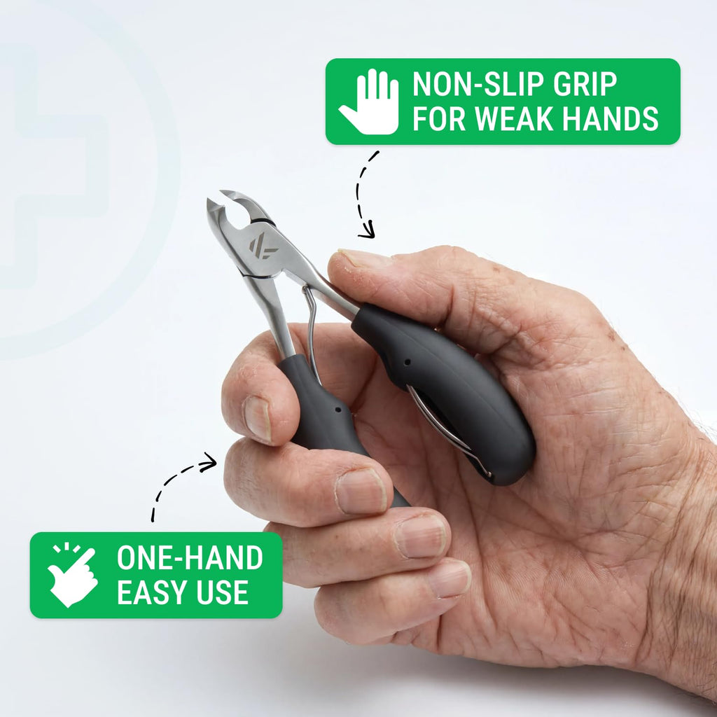 Toenail Clippers for Thick Toenails – KLIPP 15 mm Wide Jaw Thick Fingernail and Toenail Cutter with Curved Stainless-Steel Blades for Seniors (Eagle Beak)