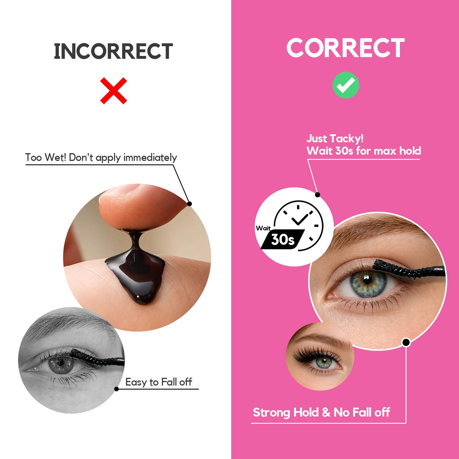 LA MAESII Lash Cluster Glue, 2 in 1 Lash Bond and Seal, Black Eyelash Glue | 10ml,Waterproof, Long Lasting 72H+, Latex Free, Quick Dry, for Sensitive Eyes,DIY at Home Use