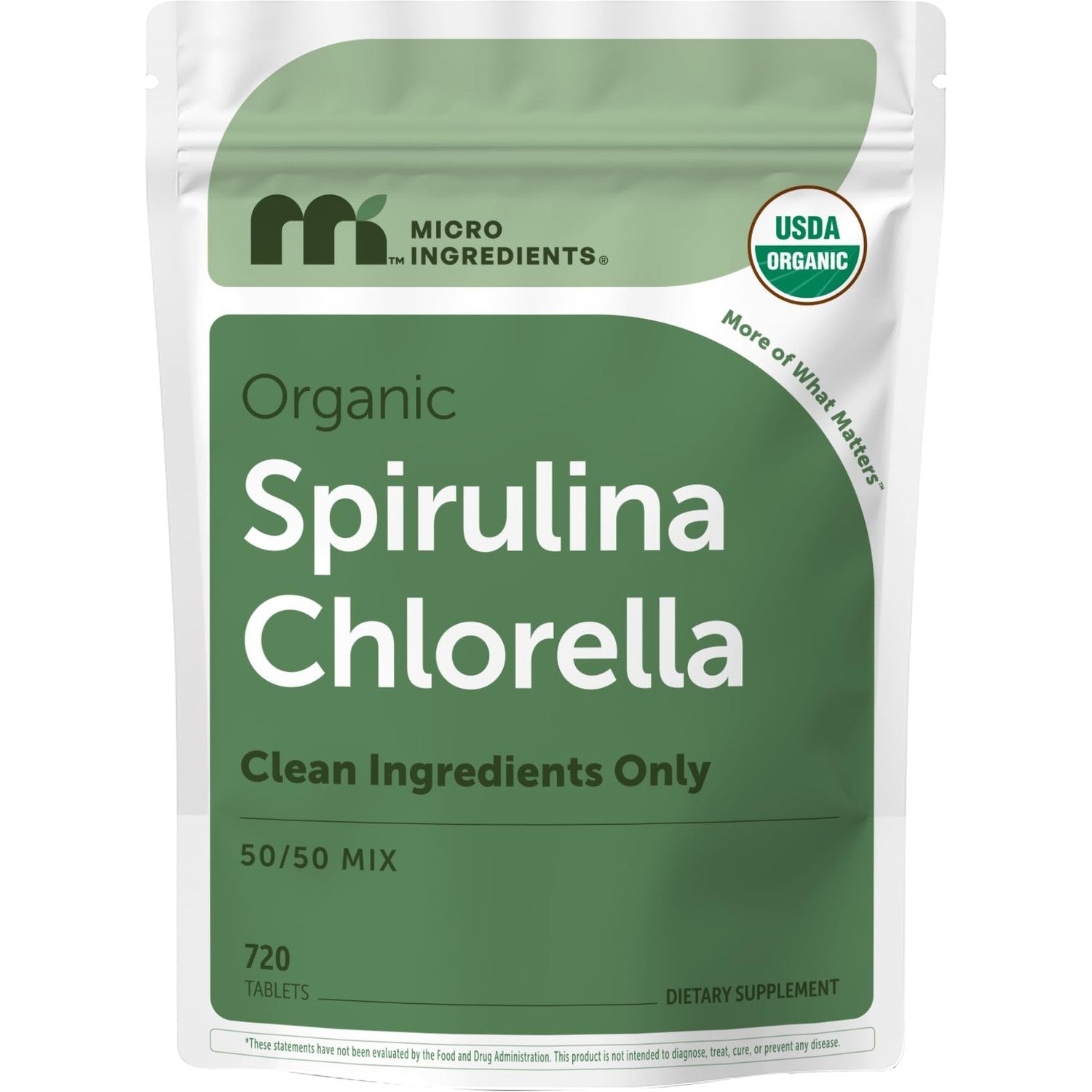 Micro Ingredients Organic Spirulina Chlorella Tablets, 720 Count | 4 Month Supply. 50/50 Algae Blend, Broken Cell Wall, Sunlight Grown. Contains Vegan Protein & Naturally Occurring Chlorophyll