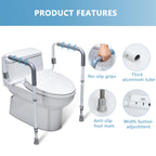 WeHwupe Toilet Safety Rail for Seniors, Height & Width Adjustable Handles