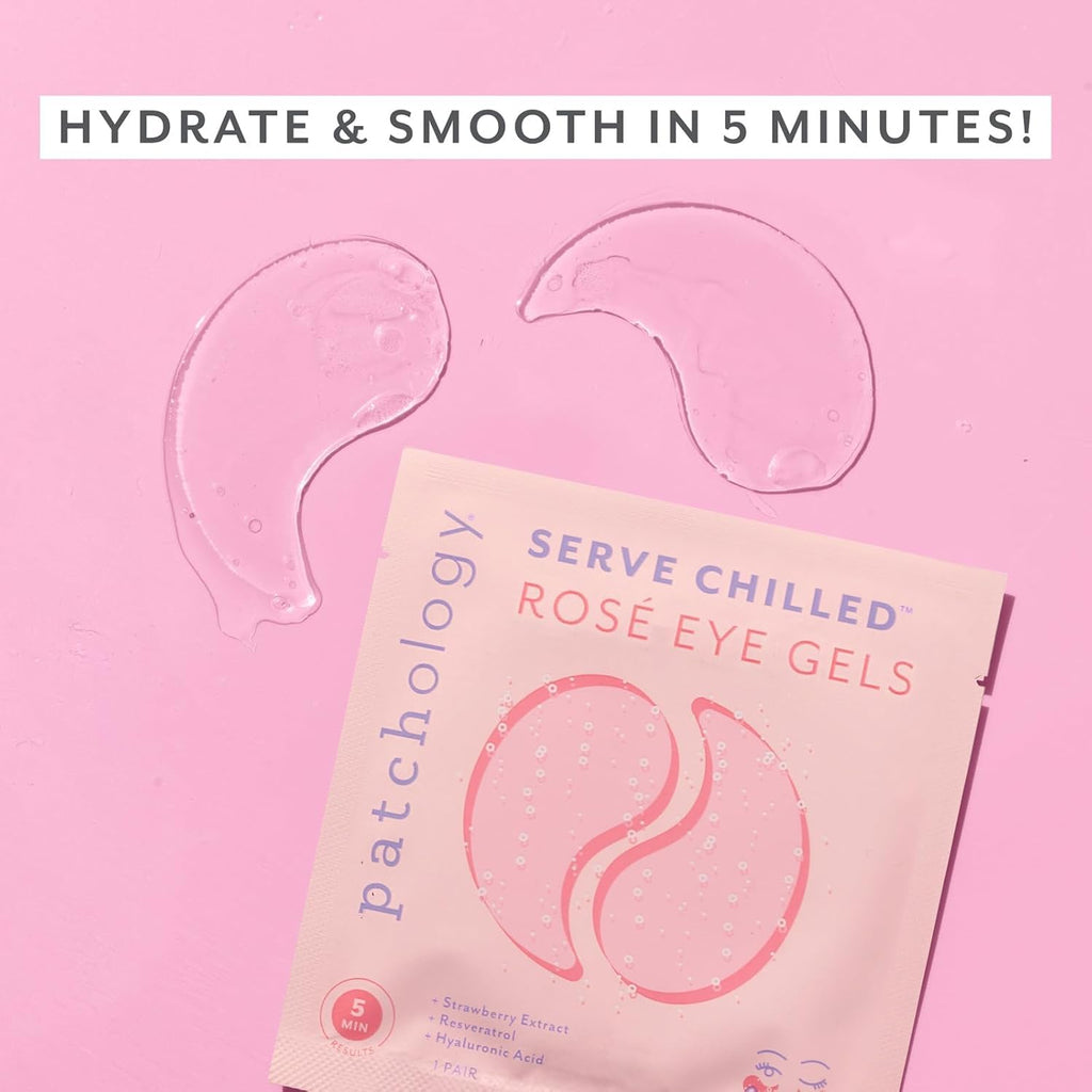 Buy now Patchology Serve Chilled RosÃ© Hydrating Under Eye Patches â€“ Hyaluronic Acid & Antioxidant-Infused Eye Masks to Reduce Dark Circles, Puffiness & Fine Lines - Ideal Skincare Essentials (5 Pairs) at indiglob india