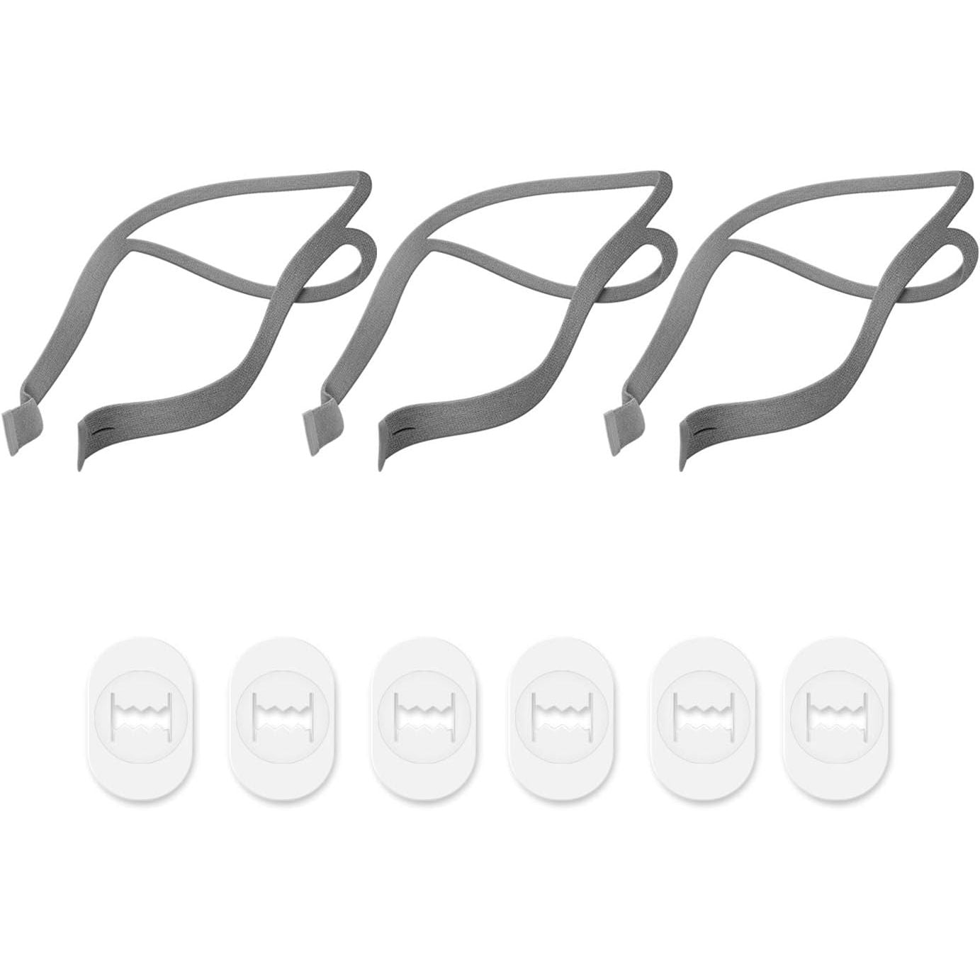 Buy now 3 Pack Headgear Compatible with P10 Nasal Pillow Mask Straps Included 3 Super Elastic Straps and 6 Adjustment Clips(Grey) at indiglob india