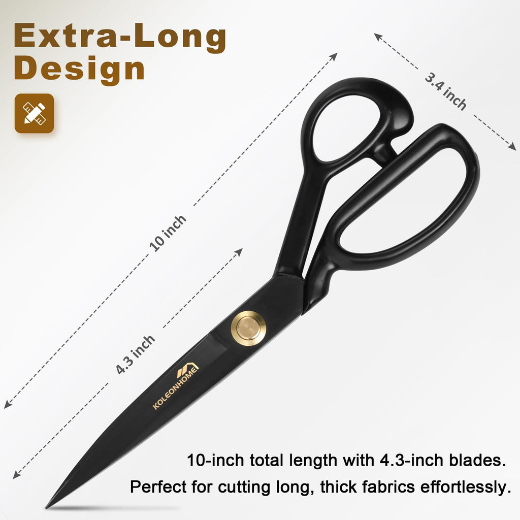 10 Inch Fabric Scissors, High Carbon Steel, Black