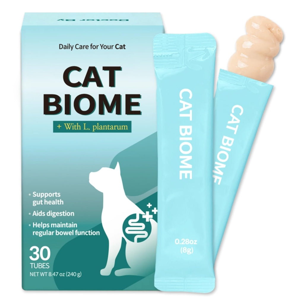 Doctor By Cat Biome Probiotics for cats Anti Diarrhea Feline Gut & Digestive Support Immune Health Sensitive Stomach Constipation with L. plantarum+Prebiotics 30 Lickable Formula Individually Packaged