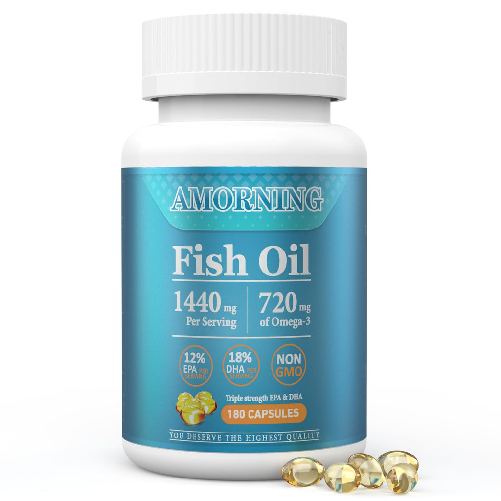 Fish Oil Omega-3 Supplements Small Softgels 1440mg 180Count Easy to Swallow | High EPA & DHA Fish Oil for Men & Women, Brain, Heart & Eye Health