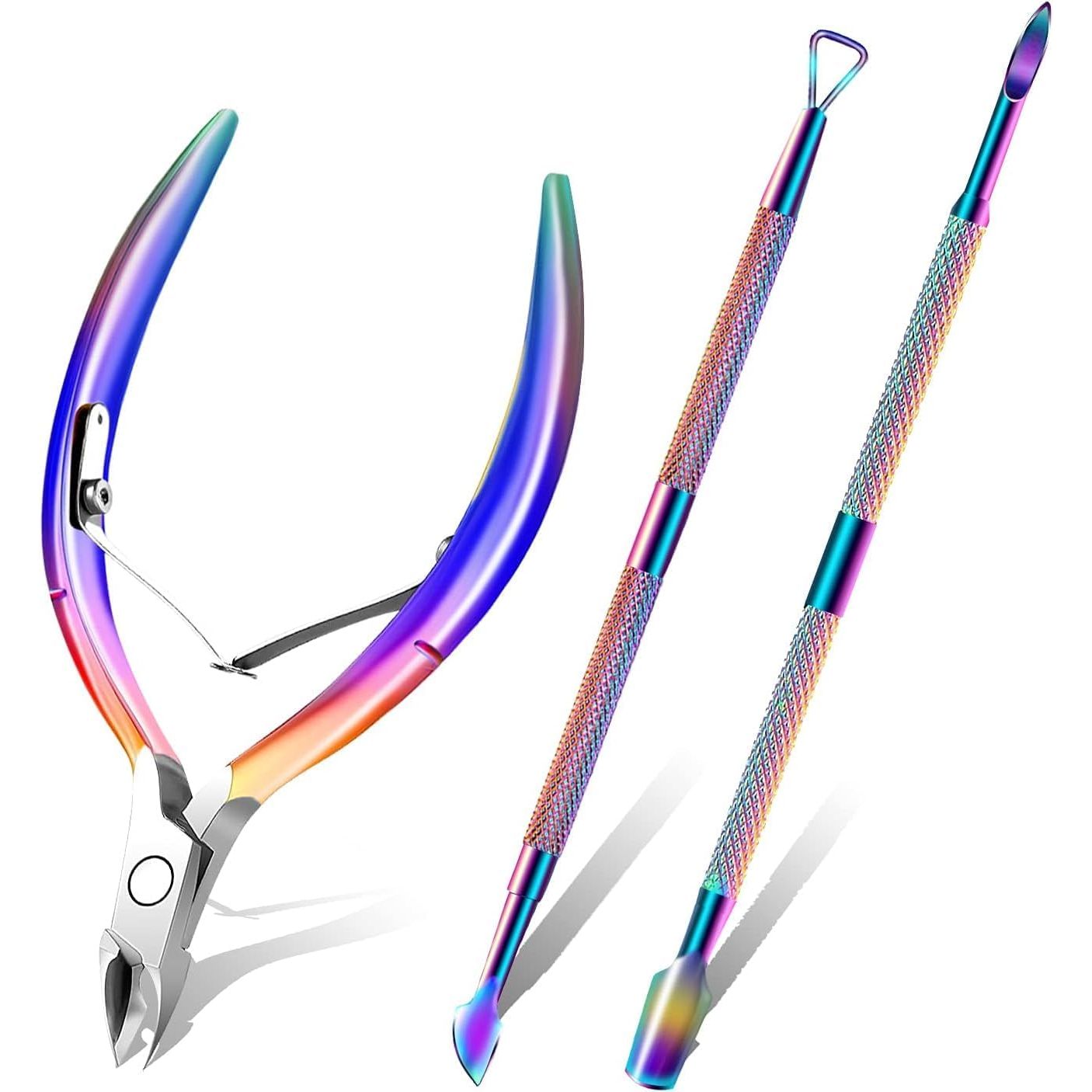Buy now Cuticle Trimmer Cuticle Remover with Cuticle Pusher, XUNXMAS Professional Stainless Steel Durable Pedicure Manicure Tools Cutter Nipper Scissor Clipper for Fingernails and Toenails Dead Skin Black Colorful 02 at indiglob india