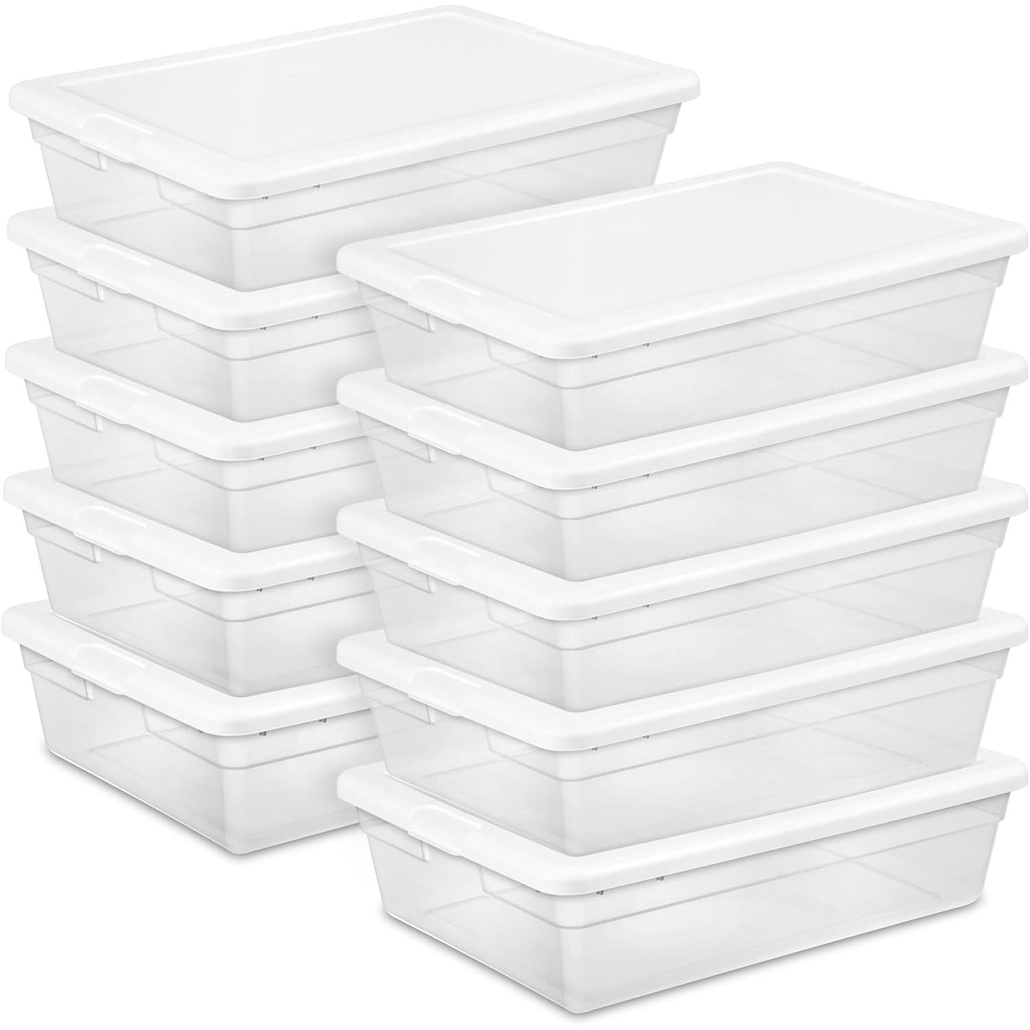 Buy now Sterilite 24-Pack 6 Quart Storage Box, Stackable Clear Plastic Bins with Snap-On Lids - Heavy-Duty Organizing Containers for Closet, Bathroom, and Office 28 Quart 10-Pack at indiglob india