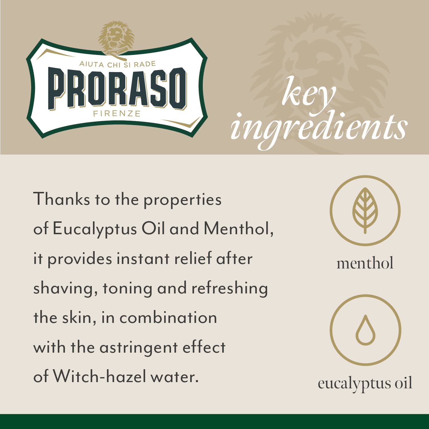 Proraso After Shave Lotion - Eucalyptus Oil & Menthol - Refreshing After Shave Splash for All Beard Types - Premium Italian Shaving for Men - 3.4oz