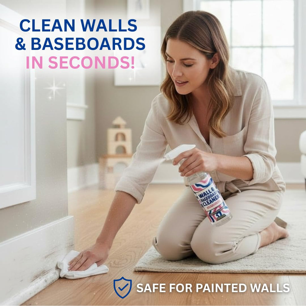 812 Wall & Baseboard Cleaner Spray – Safely Cleans Painted Walls, Baseboards, Ceiling Fans, Doors & More | Family & Pet Friendly | Made in America | 24oz.