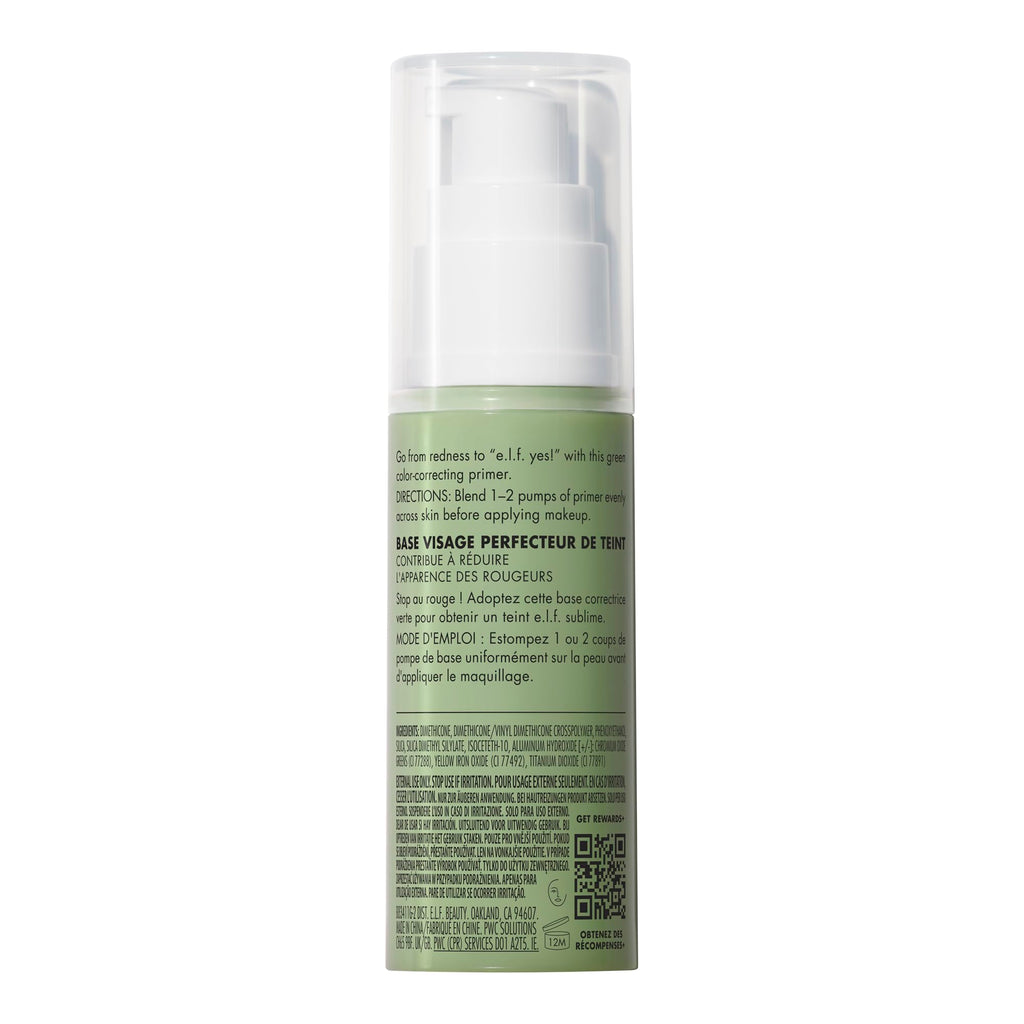 e.l.f. Tone Adjusting Face Primer, Makeup Primer For Neutralizing Uneven Skin Tones & Redness, Grips Makeup To Last, Vegan & Cruelty-free, Large