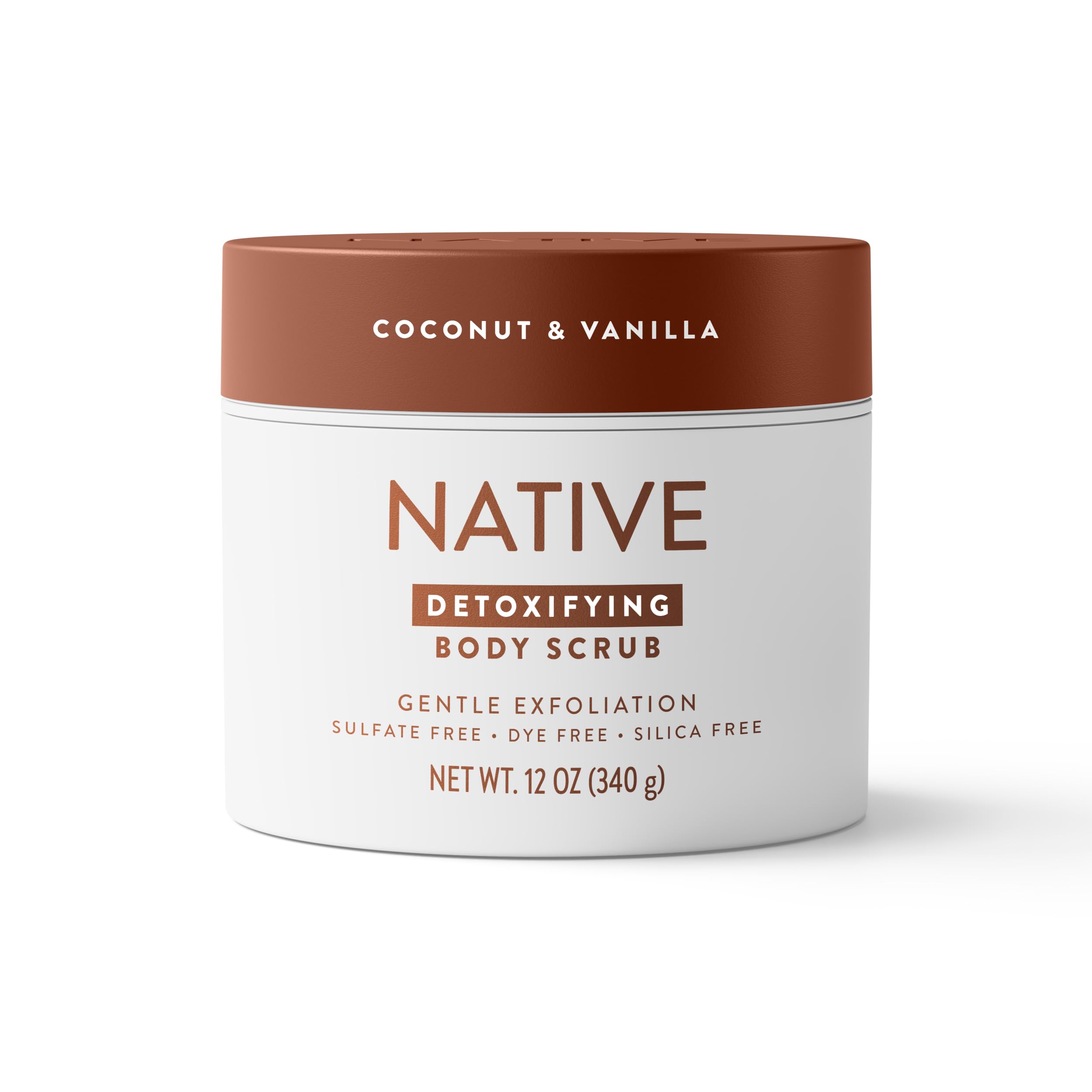 Native Body Scrub, Gently Exfoliates & Moisturizes for Smoother Skin in 1 Wash, Clean, Minimal, Silica-Free Ingredients for Sensitive Skin, for Women & Men, Coconut & Vanilla, 12 oz