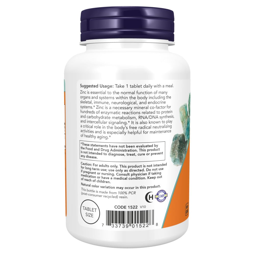 Buy now Now Foods Zinc (from 405mg of Zinc Gluconate), White, Unflavored, Tablet, 250 Count at indiglob india
