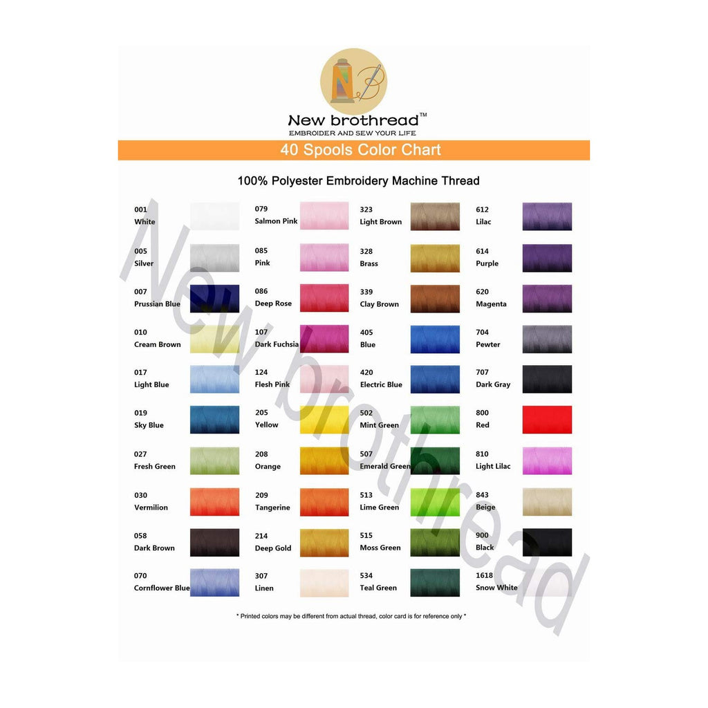 New brothread 40 Colors Polyester Embroidery Machine Thread Kit
