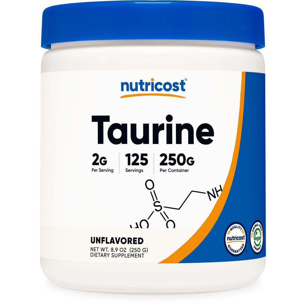 Nutricost Taurine Powder 250 Grams - 125 Servings, 2000mg Per Serving