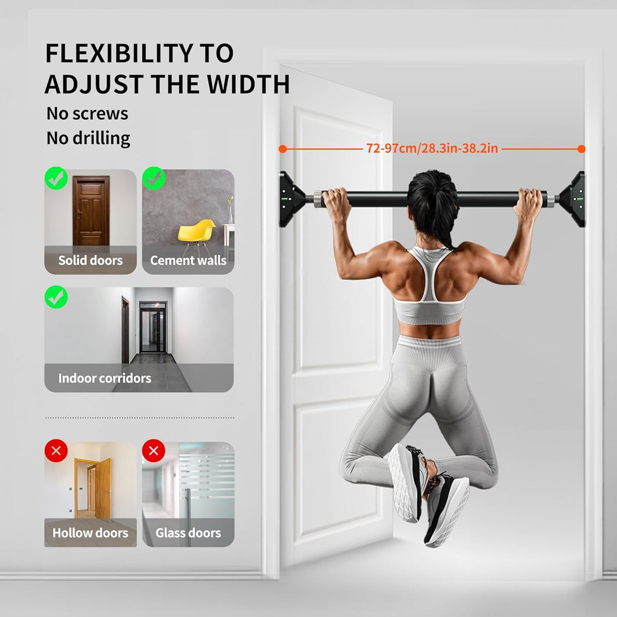 PROIRON Door Pull Up Bar Doorway Frame Chin Up Bar from 28.3in-38.2in