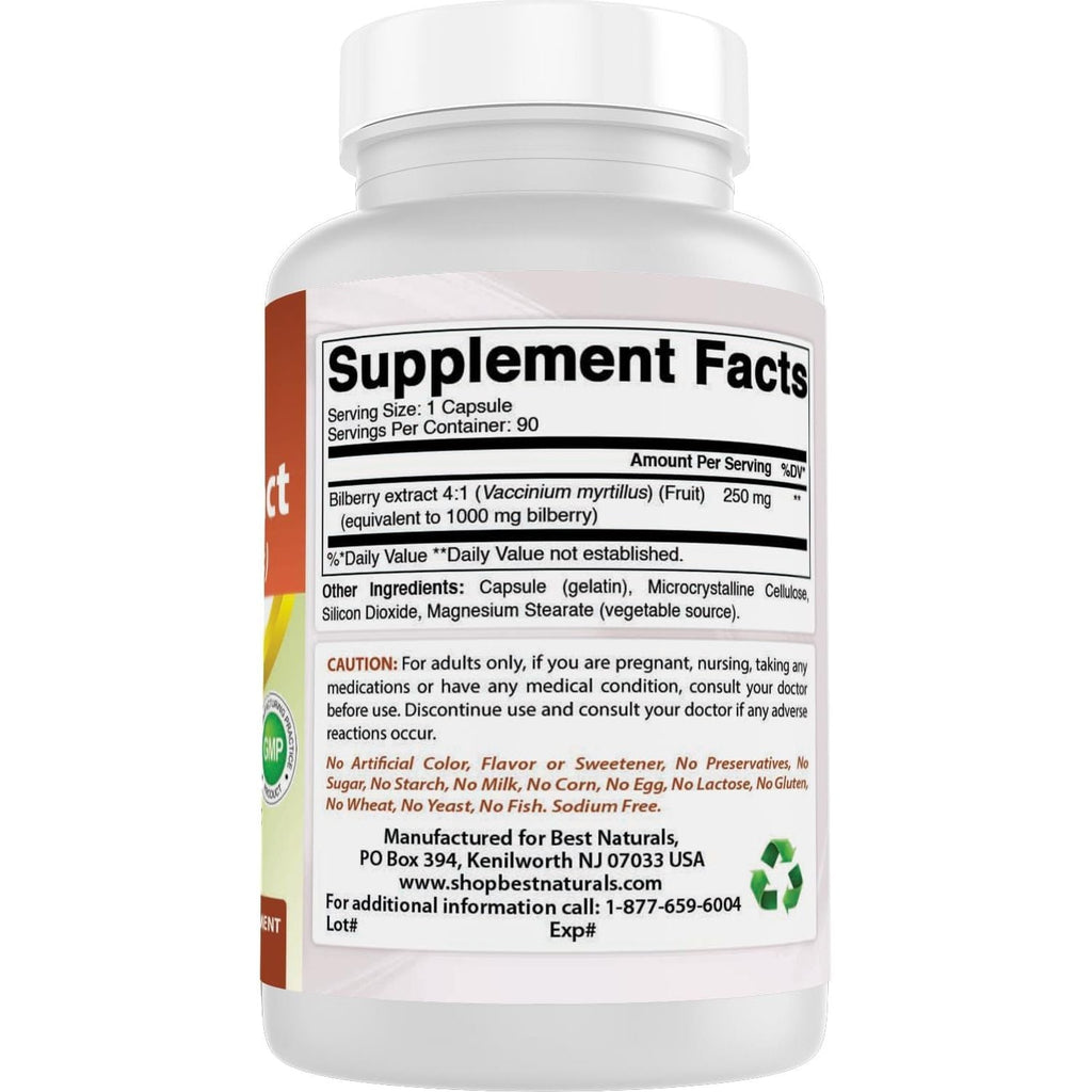 Buy now Best Naturals Bilberry Extract 1000mg Capsule (Non-GMO) Supports Healthy Vision, 90 Count at indiglob india