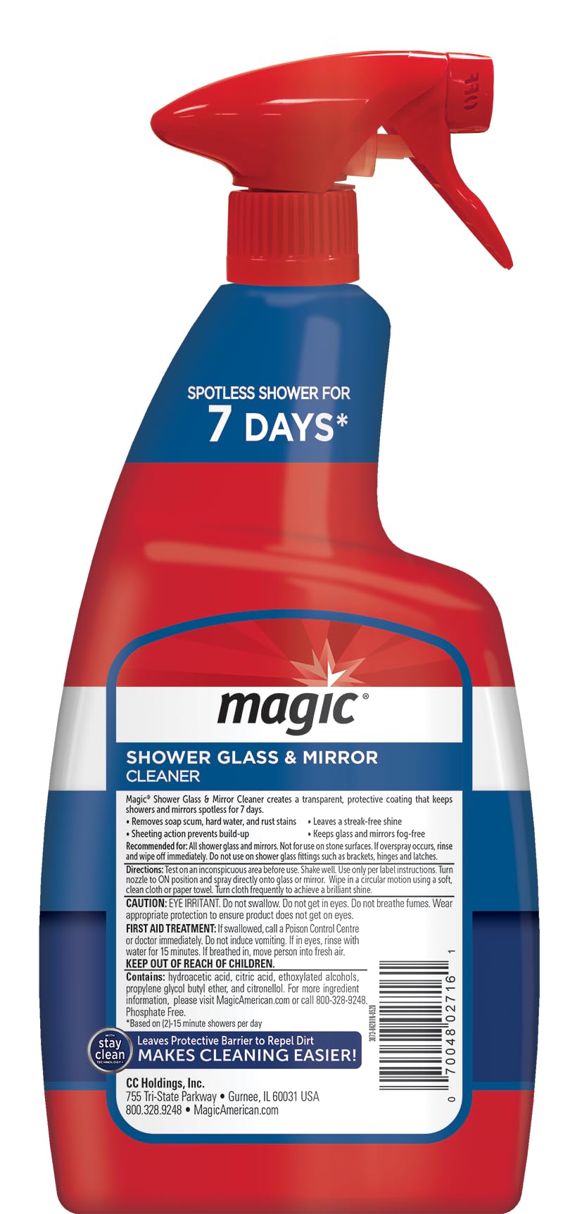 MAGIC Shower Glass and Mirror Cleaner Spray Bundle, Fog & Streak Free, Removes Soap Scum, Rust Stains, Fingerprints, Dirt, and Hard Water, Perfect for Shower Doors, Window, Glass Surfaces, 28 Fl Oz