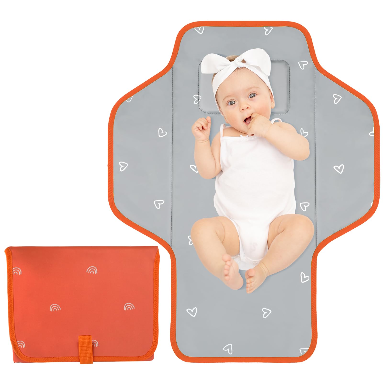 Buy now Baby Portable Changing Pad Travel - Waterproof Compact Diaper Changing Mat with Built-in Pillow - Lightweight & Foldable Changing Station, Newborn Shower Gifts at indiglob india