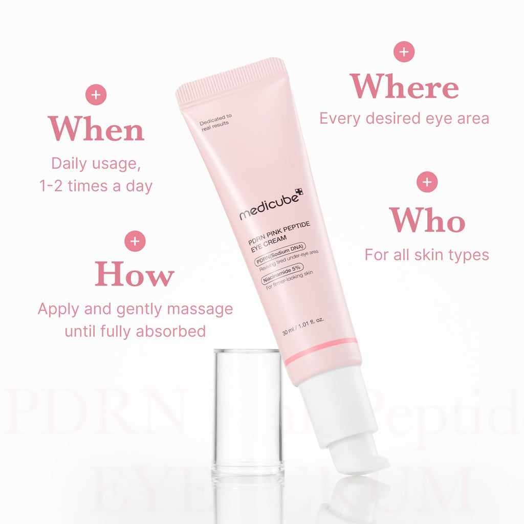medicube Eye Serum with Salmon DNA PDRN & Pink Peptides | 99% Purity Retinol for Fine Lines - PDRN & Niacinamide for Uneven Skin Tone, Korean Skincare, 1.01 fl.oz