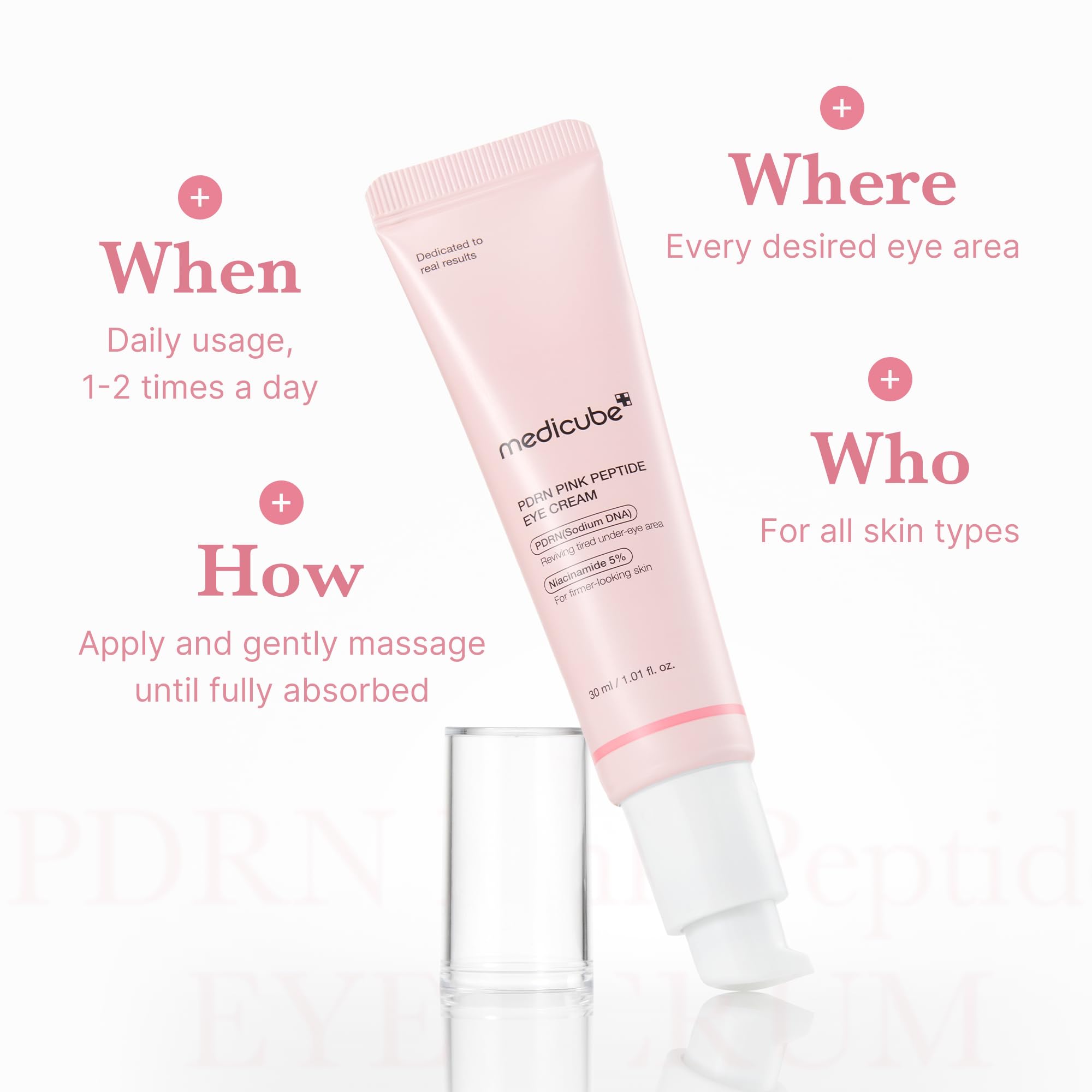 medicube Eye Serum with Salmon DNA PDRN & Pink Peptides | 99% Purity Retinol for Fine Lines - PDRN & Niacinamide for Uneven Skin Tone, Korean Skincare, 1.01 fl.oz