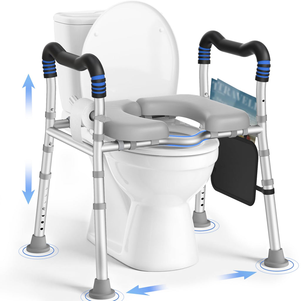 KingPavonini Raised Toilet Seat with Handles for Elderly, 500 lbs Capacity