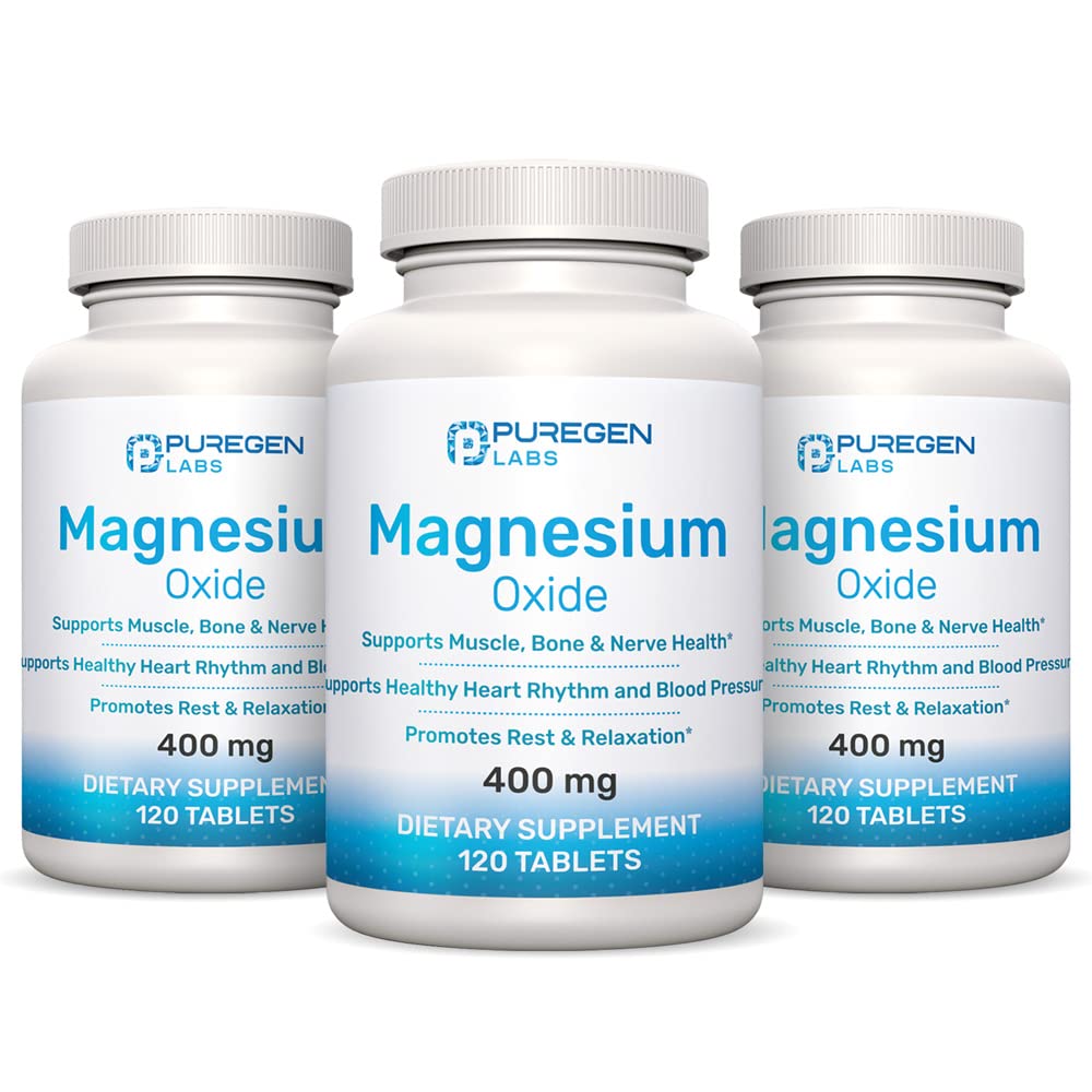Magnesium 400mg [High Potency] Supplement – Magnesium Oxide for Immune Support, Muscle Recovery, Leg Cramps and Relaxation 120 Tablets
