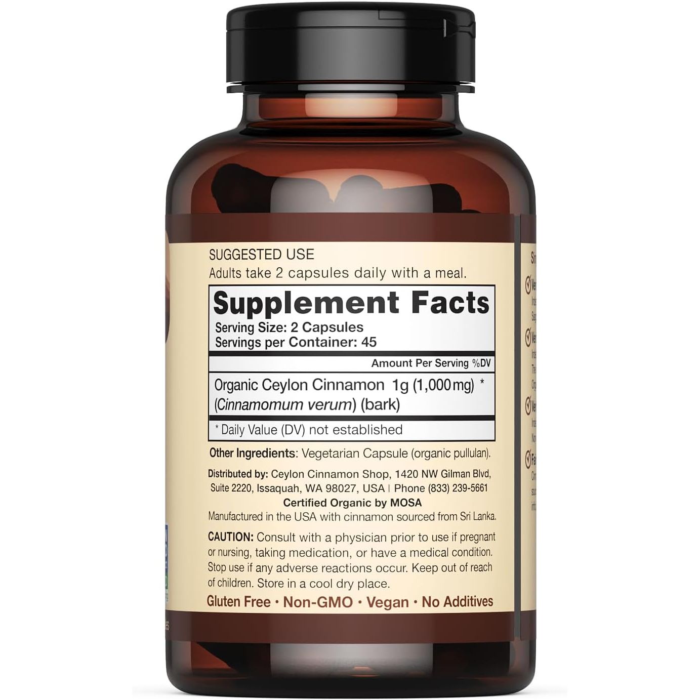 Buy now Ceylon Cinnamon Shop Organic Ceylon Cinnamon (100% Certified) Supplement, 90 Capsules at indiglob india