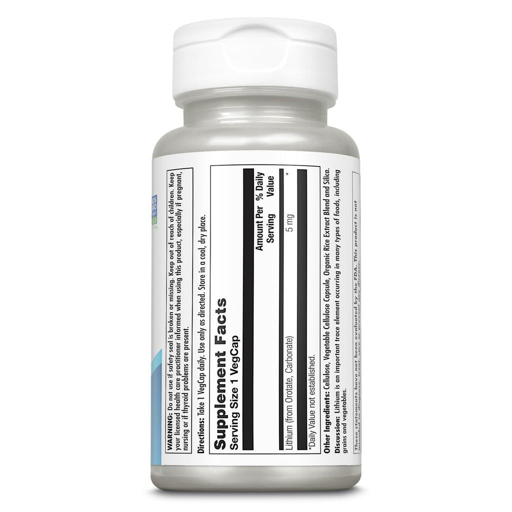 KAL Lithium Orotate 5 mg, 120 VegCaps | Mood & General Wellness Support, Highly Bioavailable Low Dose Lithium Supplement, 120 Servings, Vegan & Lab Verified