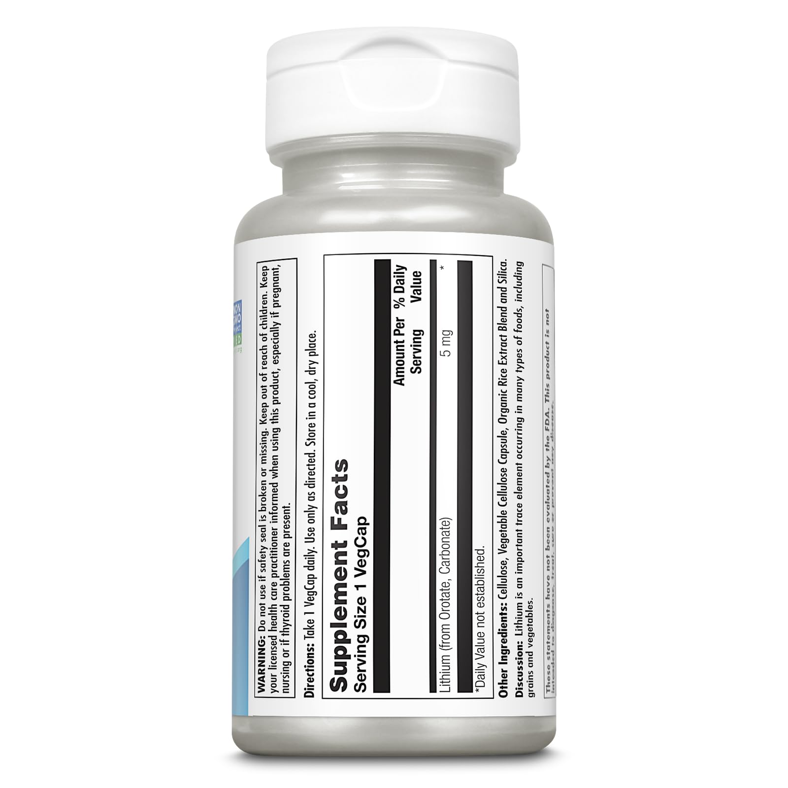 KAL Lithium Orotate 5 mg, 120 VegCaps | Mood & General Wellness Support, Highly Bioavailable Low Dose Lithium Supplement, 120 Servings, Vegan & Lab Verified