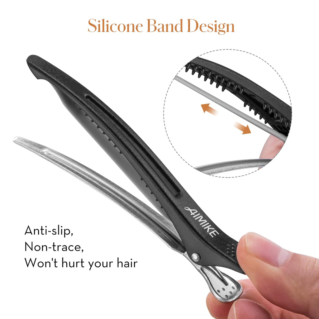 Buy now AIMIKE Hair Styling and Sectioning Accessories - 12 Pack Non-Slip Silicone Hair Clips for Thick and Thin Hair, Professional Salon Quality at indiglob india