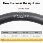 2 Pcs 24" Heavy Duty Bike Tubes 24x2.10/2.4 AV32mm Schrader Valve 24" Bicycle Tubes Compatible with 24 x 2.10 24x2.125 24x2.20 24x2.25 24x2.30 24x2.35 24x2.40 Cruisers, City, Mountain Bike Tire Tubes