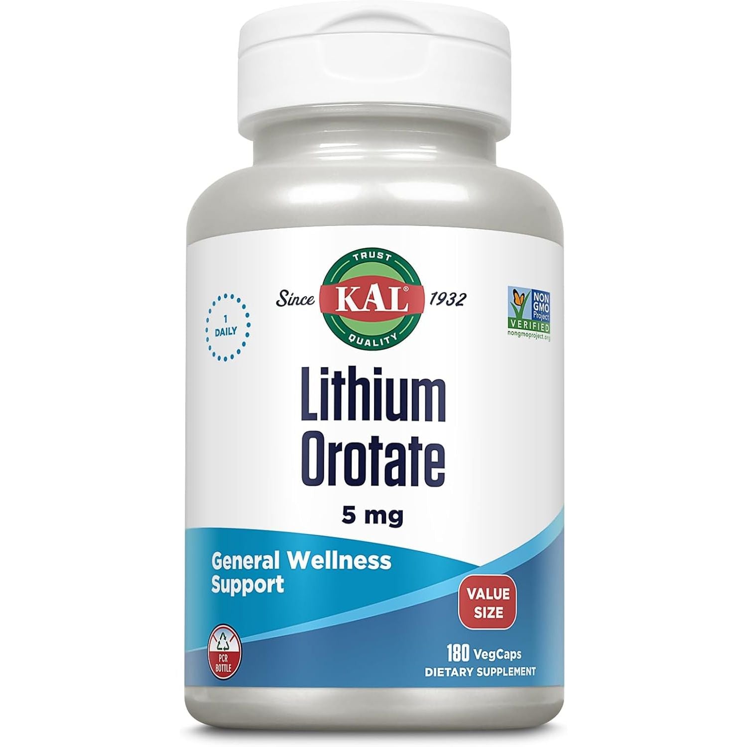 Buy now KAL Lithium Orotate 5 milligrams | Low Serving Of Chelated Lithium Orotate For Bioavailability and Mood Support | In Organic Rice Bran Extract Base | 120 VegCaps 180 Count (Pack of 1) at indiglob india