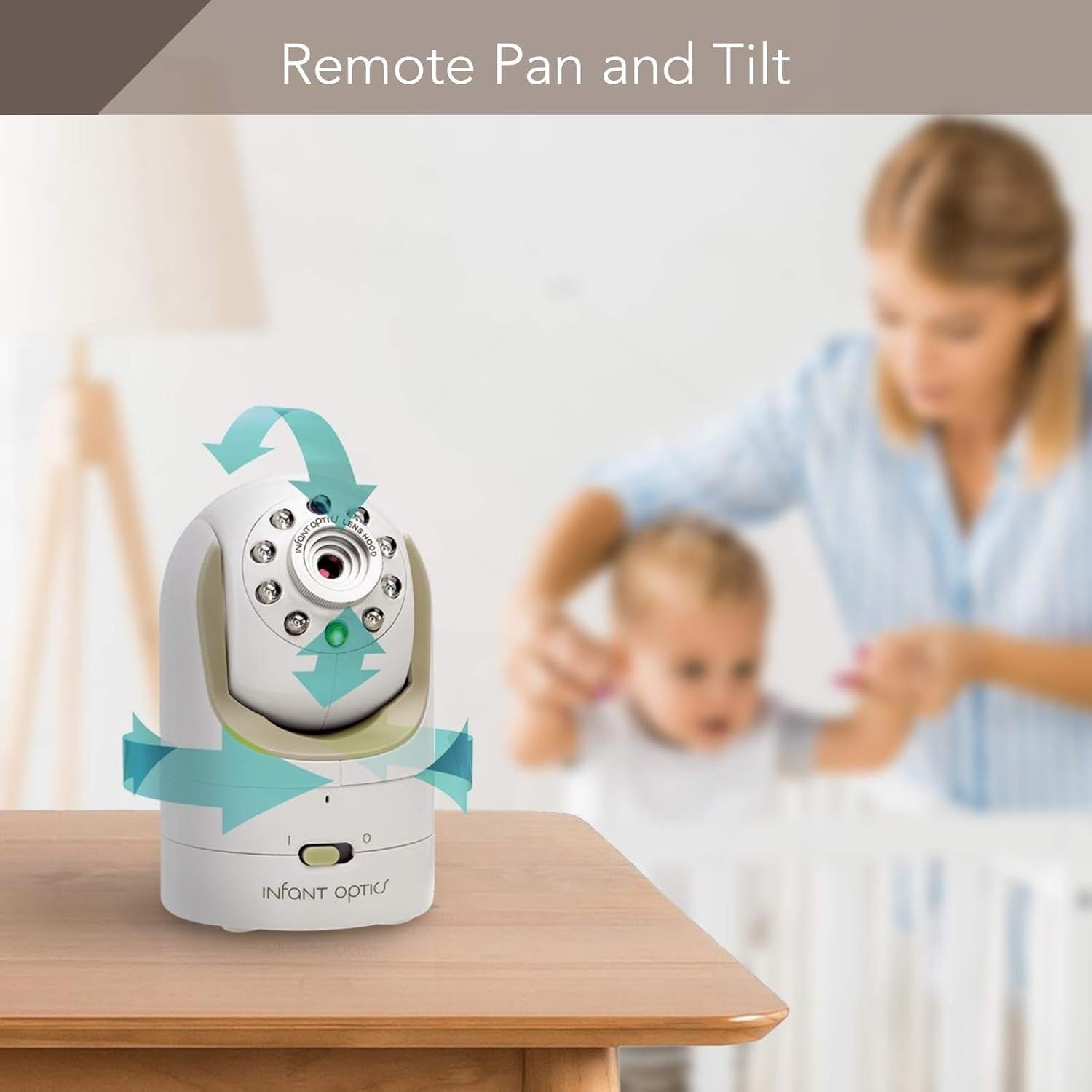Buy now Infant Optics DXR-8 480p Video Baby Monitor, Non-WiFi Hack-Proof FHSS Connection, Interchangeable Lenses, Pan Tilt Zoom, LED Sound Bar, Night Vision, and Two-way Talk, low battery at indiglob india