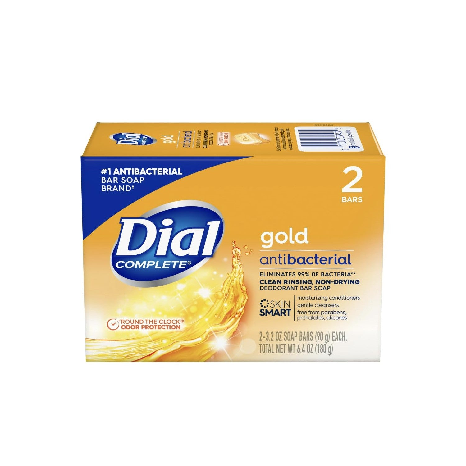 Dial Gold Antibacterial Deodorant Soap, 2 Pack, Total Net Wt 6.4 oz