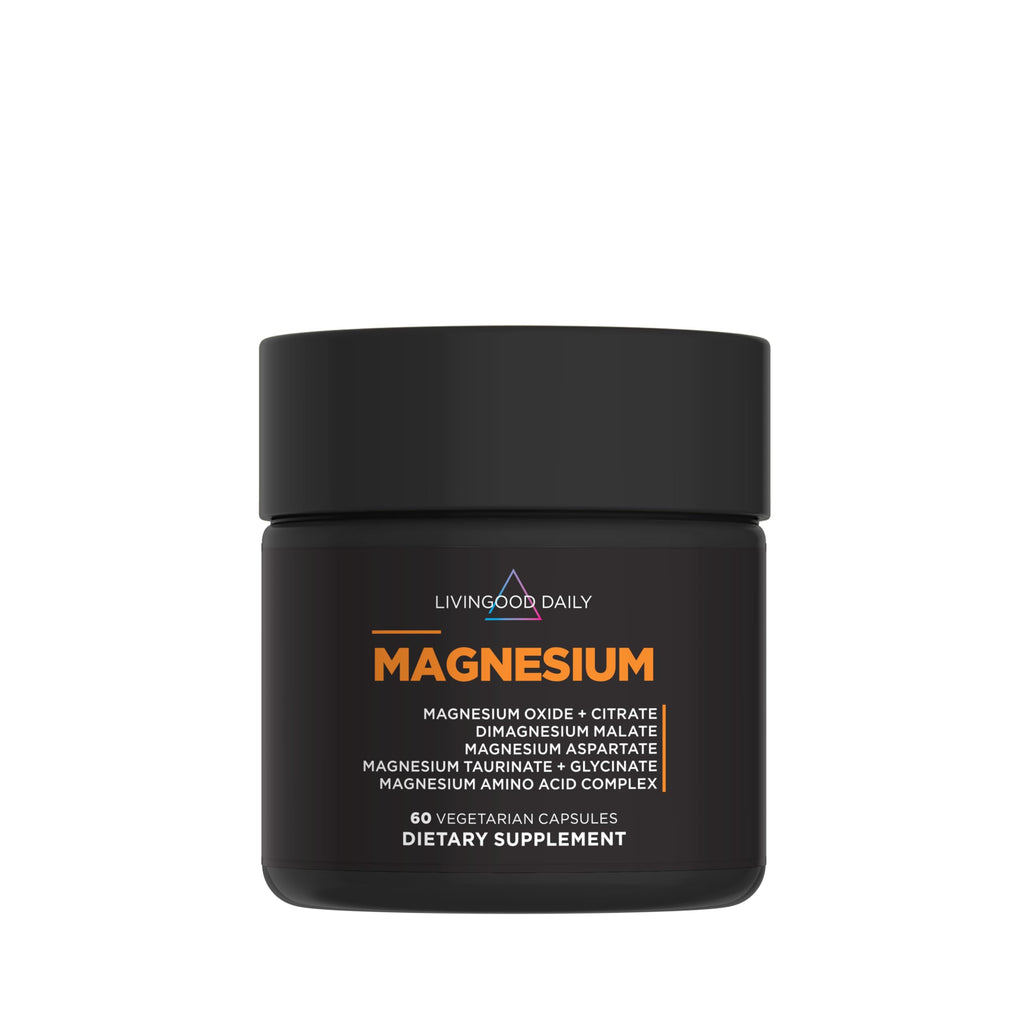 Livingood Daily Magnesium Complex 300mg with Chicory Root, 60 Capsules | 7-in-1 Supplement, Glycinate, Citrate, Bisglycinate, Amino Acids, Chicory Root for Heart, Sleep, Muscle Support, Made in USA