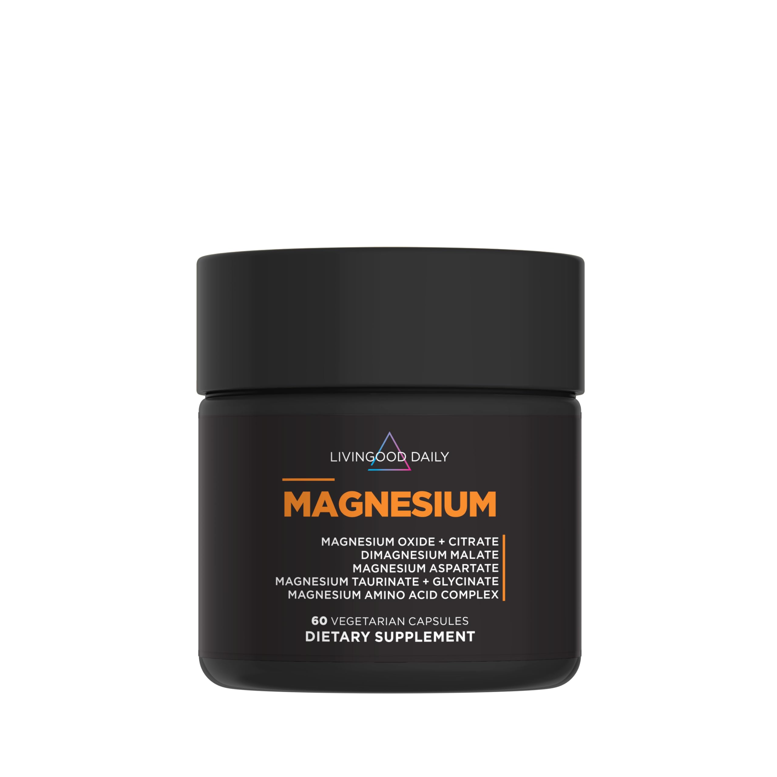 Livingood Daily Magnesium Complex 300mg with Chicory Root, 60 Capsules | 7-in-1 Supplement, Glycinate, Citrate, Bisglycinate, Amino Acids, Chicory Root for Heart, Sleep, Muscle Support, Made in USA