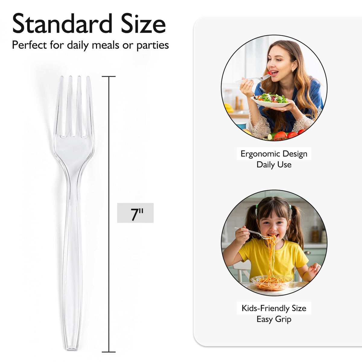 [300 Count] Clear Heavy Duty Plastic Forks, Disposable Plastic Forks, Fancy Plastic Cutlery, Elegant Disposable Forks, Plastic Utensils Set, Clear Forks Set