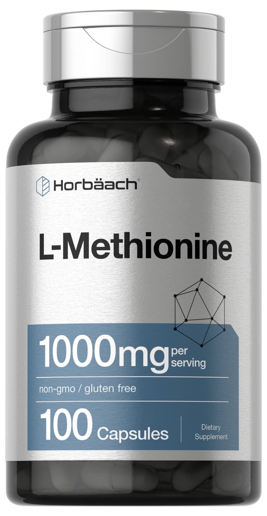 Horbäach L-Methionine 1000mg | 100 Capsules | Free Form Supplement