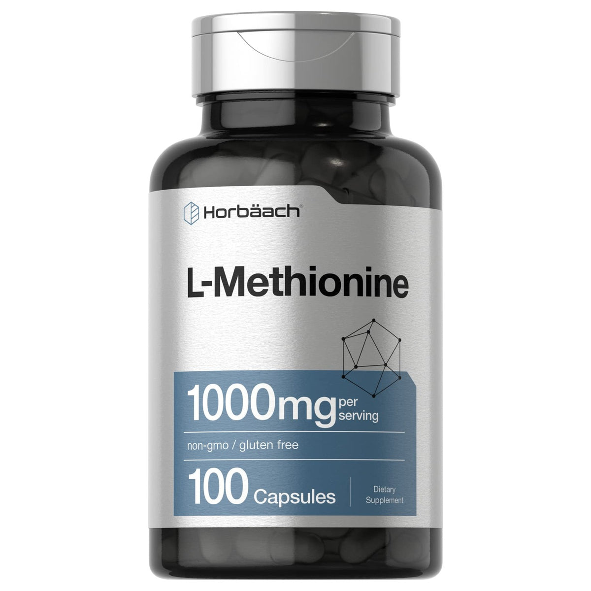 Horbäach L-Methionine 1000mg | 100 Capsules | Free Form Supplement