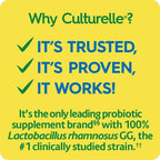 Culturelle Health & Wellness Daily Probiotic Supplement Men & Women, 30 Ct | 15 Billion CFUs, Lactobacillus rhamnosus GG Strain, Occasional Gas & Bloating Relief*, No Refrigeration, Vegan Capsule