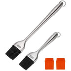 Rwm Basting Brush - Grilling BBQ Baking, Pastry and Oil Stainless Steel Brushes with Back up Silicone Brush Heads(Orange) for Kitchen Cooking & Marinating, Dishwasher