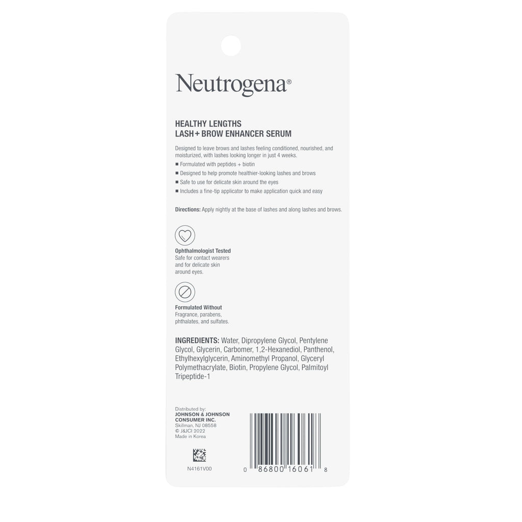 Buy now Neutrogena Healthy Lash + Brow Enhancer Serum For Unisex Adult Formulated with Biotin & Peptides; Nourishing & Conditioning Serum to Enhance the Look of Lashes & Eyebrows, 0.08 oz at indiglob india