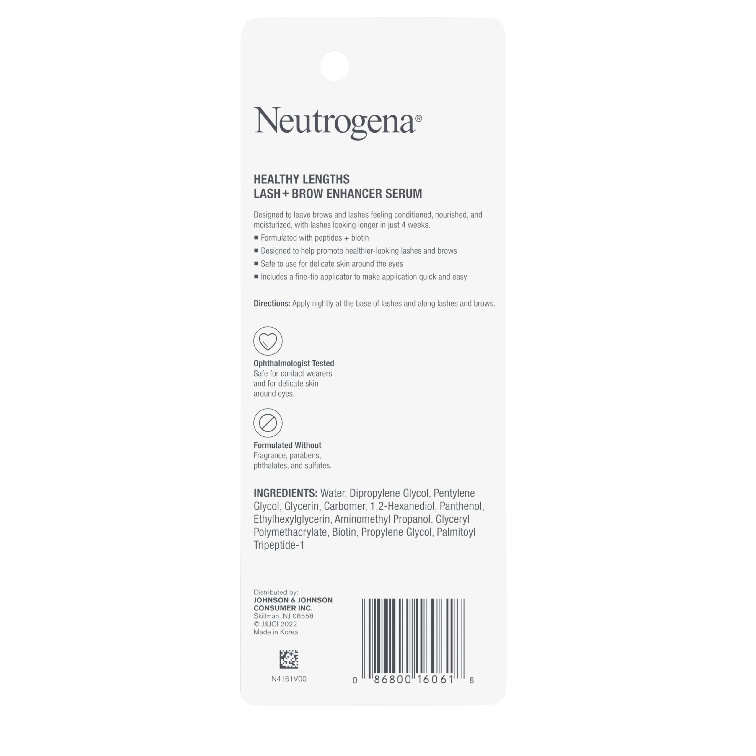 Buy now Neutrogena Healthy Lash + Brow Enhancer Serum For Unisex Adult Formulated with Biotin & Peptides; Nourishing & Conditioning Serum to Enhance the Look of Lashes & Eyebrows, 0.08 oz at indiglob india